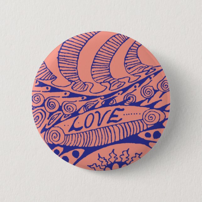 Badge Rond 5 Cm Bouton d'amour des années 60 (Devant)