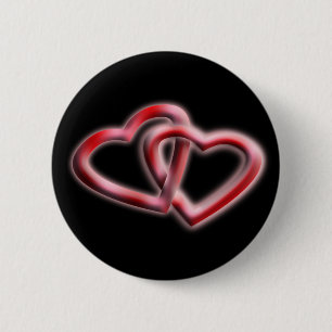 Badge Rond 5 Cm Bouton d'amour Deux Coeurs entrelacés pour toujour