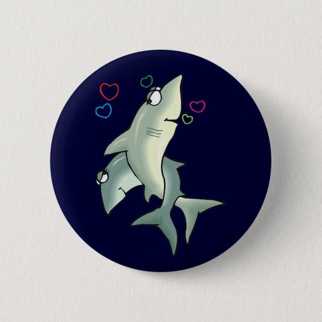 Badge Rond 5 Cm Bouton d'amour du requin (Devant)