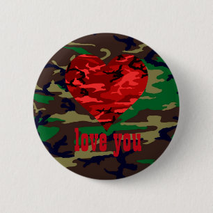 Badge Rond 5 Cm Bouton d'amour militaire Valentine