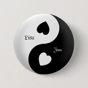 Badge Rond 5 Cm Bouton d'amour Yin Yang personnalisé