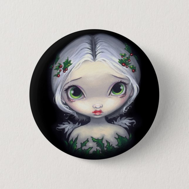 Badge Rond 5 Cm Bouton "d'ange de houx" (Devant)