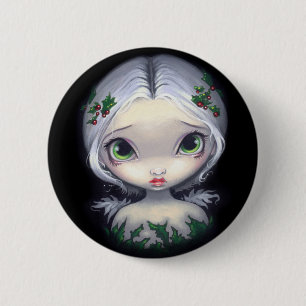 Badge Rond 5 Cm Bouton "d'ange de houx"