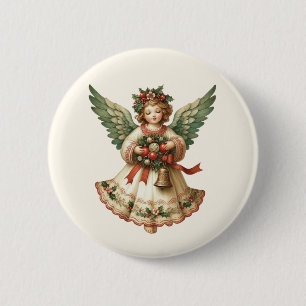 Badge Rond 5 Cm Bouton d'ange de Noël vintage