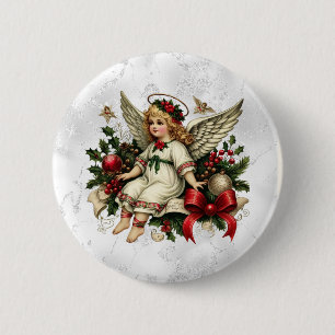 Badge Rond 5 Cm Bouton d'ange de Noël vintage