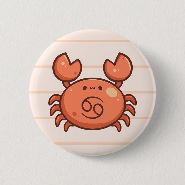 Badge Rond 5 Cm Bouton d'animal de zodiaque de Cancer (Devant)