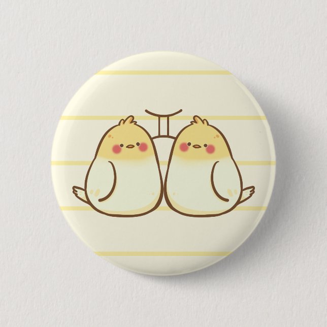 Badge Rond 5 Cm Bouton d'animal de zodiaque de Gémeaux (Devant)