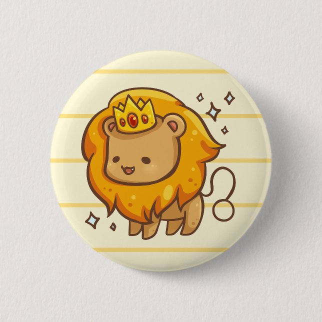 Badge Rond 5 Cm Bouton d'animal de zodiaque de Lion (Devant)