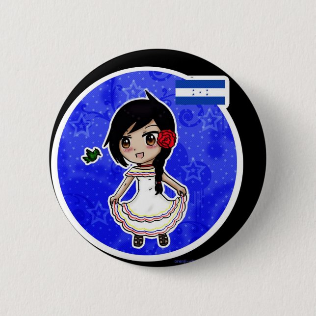 Badge Rond 5 Cm Bouton d'Anime du Honduras (Devant)