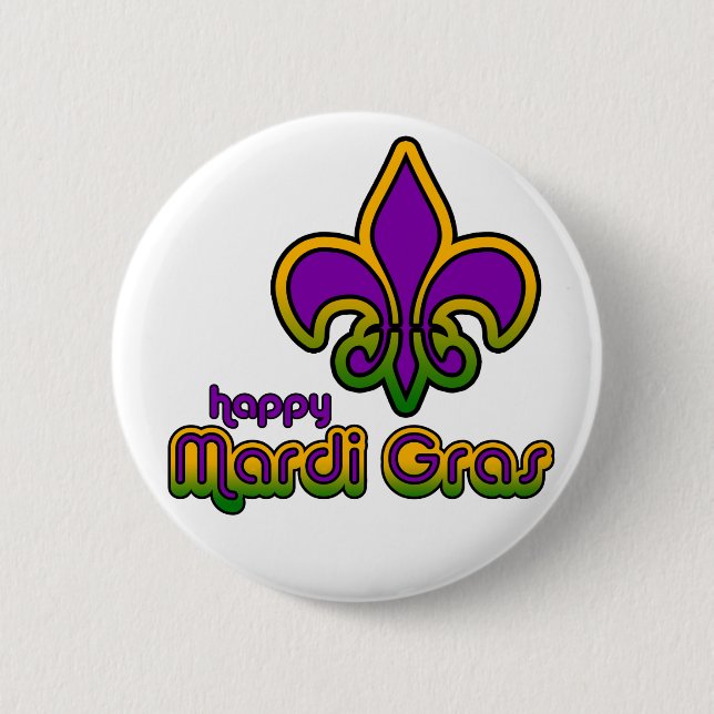 Badge Rond 5 Cm Bouton d'années '70 de mardi gras rétro (Devant)