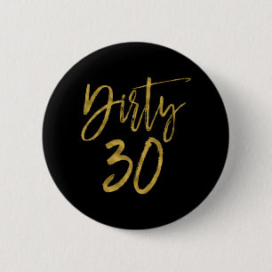 Badge Rond 5 Cm Bouton d'anniversaire 30 Gold Foil