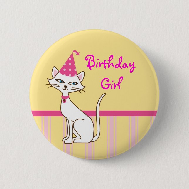 Badge Rond 5 Cm Bouton d'anniversaire de chat de Kitty (Devant)