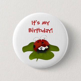 Badge Rond 5 Cm Bouton d'anniversaire de coccinelle