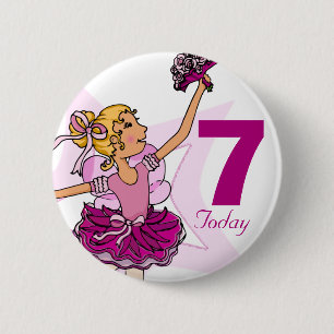 Badge Rond 5 Cm Bouton d'anniversaire de fille blonde rose de
