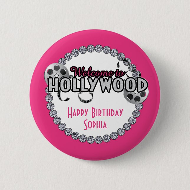 Badge Rond 5 Cm Bouton d'anniversaire de Hollywood (Devant)
