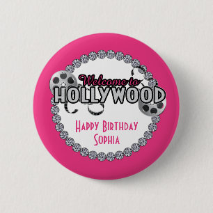 Badge Rond 5 Cm Bouton d'anniversaire de Hollywood
