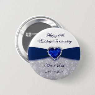 Badge Rond 5 Cm Bouton d'anniversaire de mariage de damassé