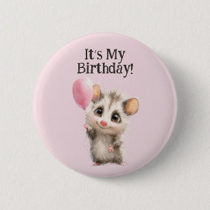 Badge Rond 5 Cm Bouton d'anniversaire d'opossum • Fête mignonne en
