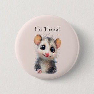 Badge Rond 5 Cm Bouton d'anniversaire d'opossum • Fête mignonne en