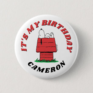 Badge Rond 5 Cm Bouton d'anniversaire Maison de Snoopy Peanuts