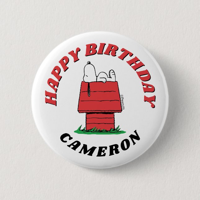 Badge Rond 5 Cm Bouton d'anniversaire Peanuts Snoopy Dog House (Devant)