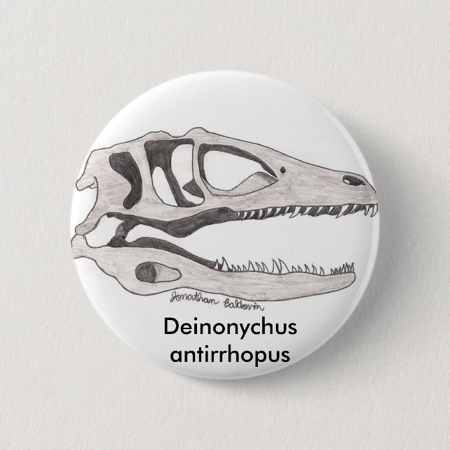 Badge Rond 5 Cm Bouton d'antirrhopus de Deinonychus (Devant)