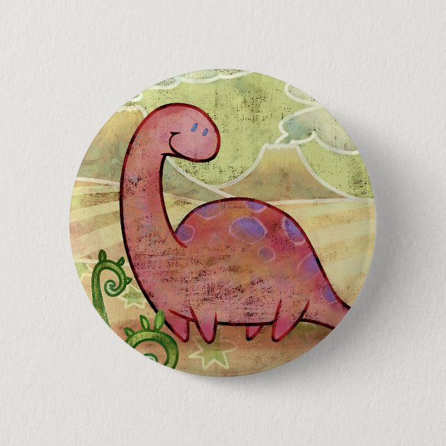 Badge Rond 5 Cm Bouton d'Apatosaurus (Devant)