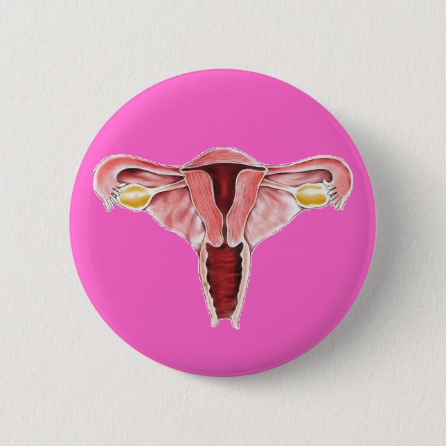 Badge Rond 5 Cm Bouton d'appareil génital féminin (Devant)