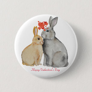 Badge Rond 5 Cm Bouton d'aquarelle Heureuse Sainte-Valentin