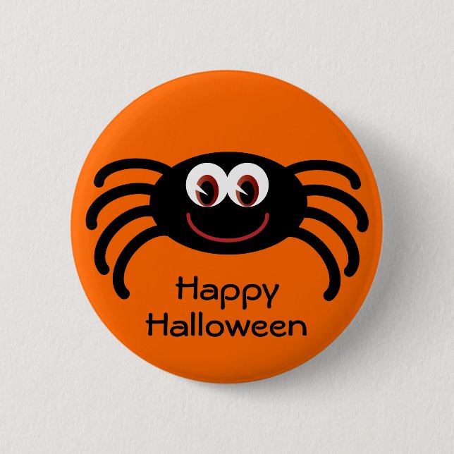 Badge Rond 5 Cm Bouton d'araignée d'Halloween orange mignon (Devant)