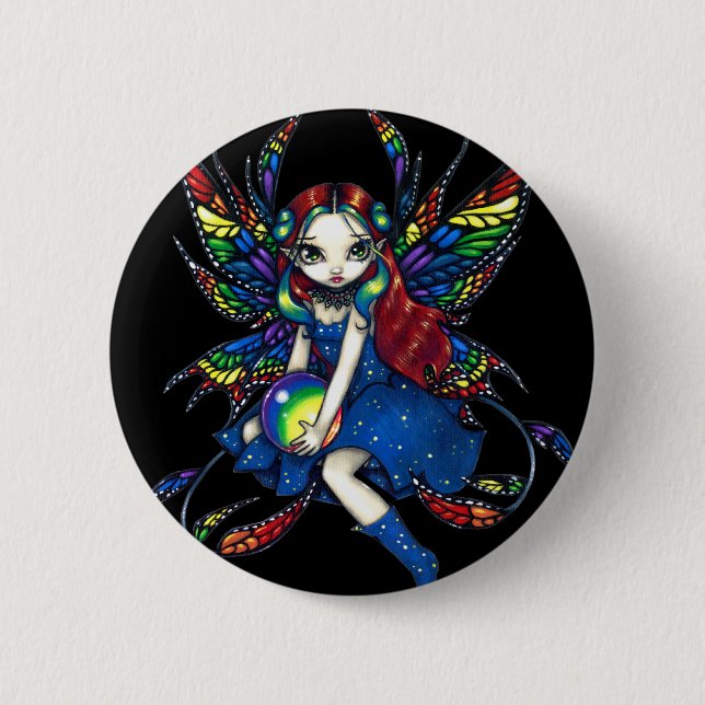 Badge Rond 5 Cm Bouton "d'arc-en-ciel de minuit" (Devant)