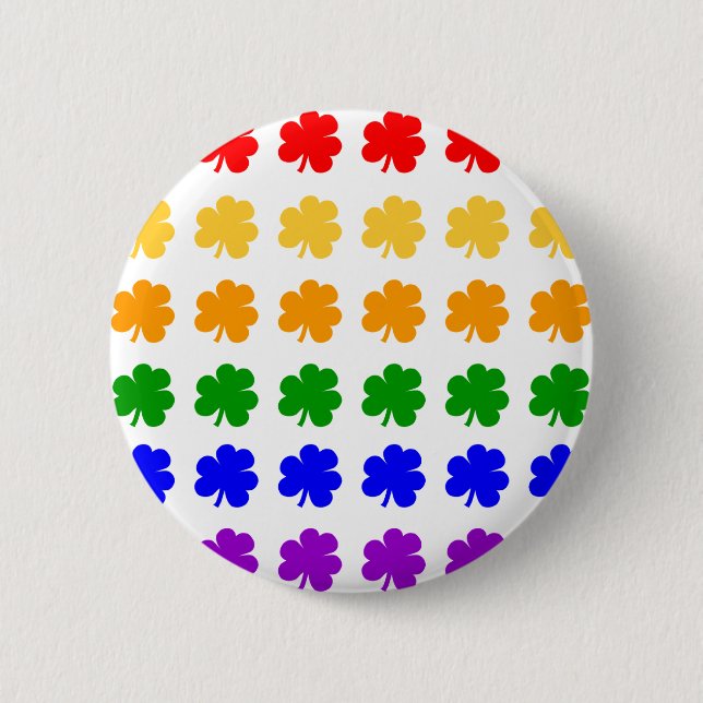 Badge Rond 5 Cm Bouton d'arc-en-ciel de shamrock (Devant)