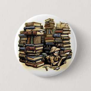 Badge Rond 5 Cm Bouton d'archéologue de livre