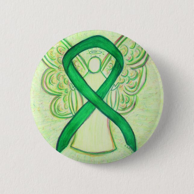 Badge Rond 5 Cm Bouton d'art Angel de la sensibilisation verte (Devant)