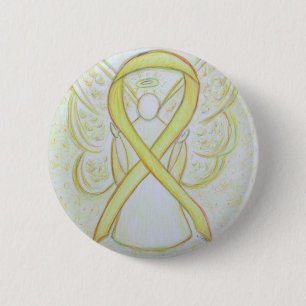 Badge Rond 5 Cm Bouton d'art Angel de sensibilisation jaune