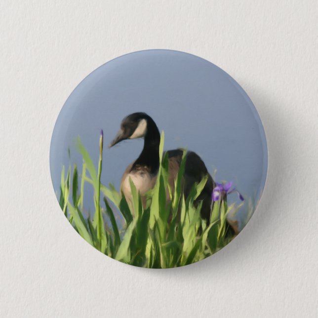 Badge Rond 5 Cm Bouton d'art animal de Canada Goose Irises (Devant)