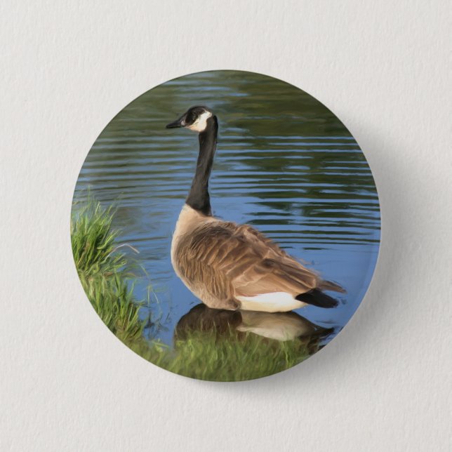 Badge Rond 5 Cm Bouton d'art animal d'oie du Canada (Devant)