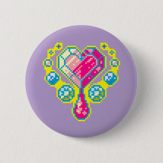Badge Rond 5 Cm Bouton d'art Coeur Gem Pixel