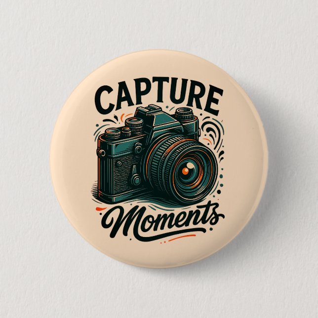 Badge Rond 5 Cm Bouton d'art de caméra Capture Moments (Devant)