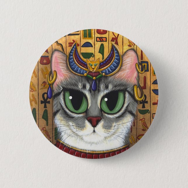Badge Rond 5 Cm Bouton d'art de chat de Bastet d'Egyptienne de (Devant)