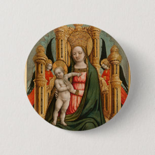 Badge Rond 5 Cm Bouton d'art "La Vierge et l'enfant"