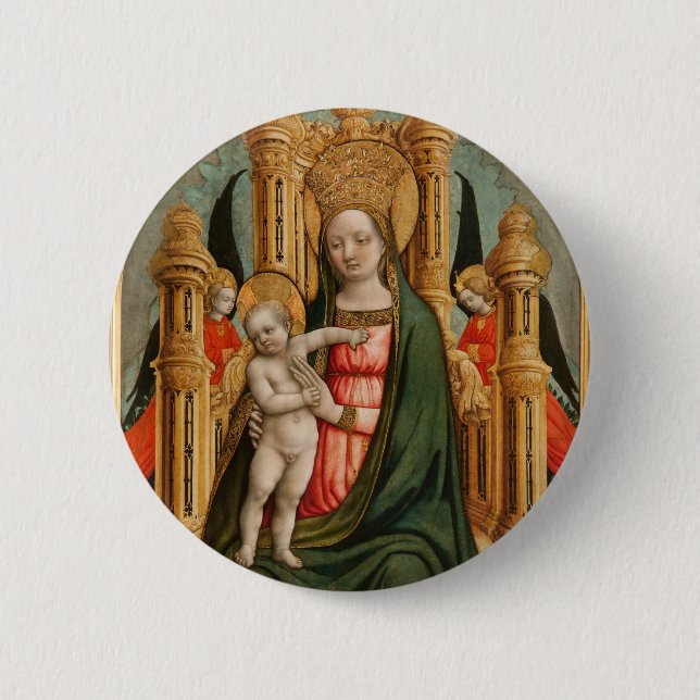 Badge Rond 5 Cm Bouton d'art "La Vierge et l'enfant" (Devant)