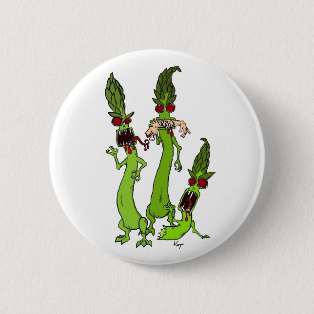 Badge Rond 5 Cm Bouton d'asperge de zombi (Devant)
