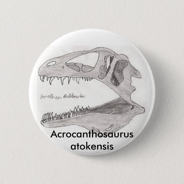 Badge Rond 5 Cm Bouton d'atokensis d'Acrocanthosaurus (Devant)
