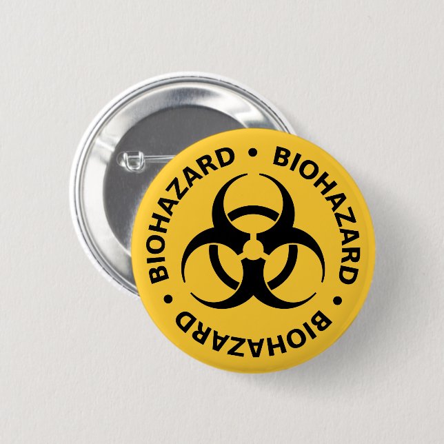 Badge Rond 5 Cm Bouton d'avertissement de danger biologique (Devant & derrière)