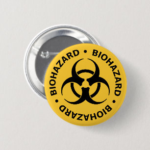 Badge Rond 5 Cm Bouton d'avertissement de danger biologique