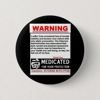 Badge Rond 5 Cm Bouton D'AVERTISSEMENT de PTSD