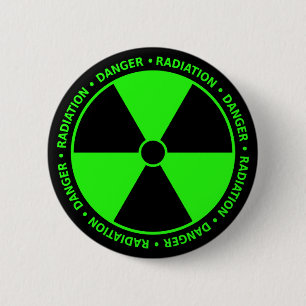 Badge Rond 5 Cm Bouton d'avertissement de rayonnement vert