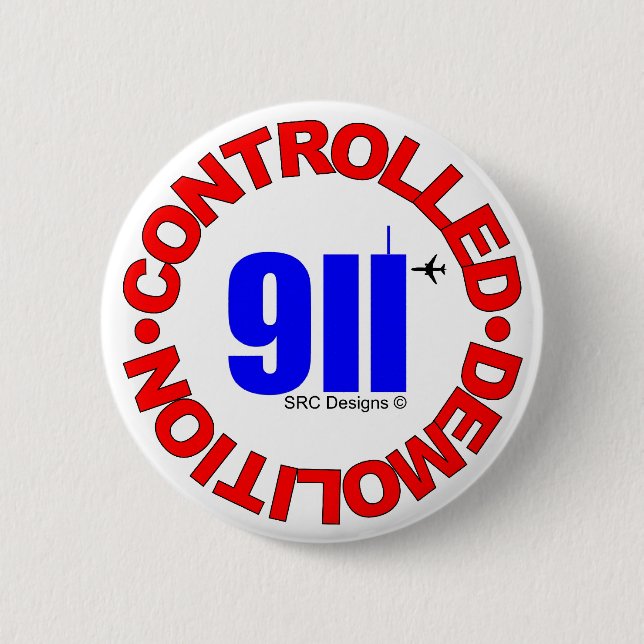 BADGE ROND 5 CM BOUTON DE 911 CONSPIRATIONS (Devant)