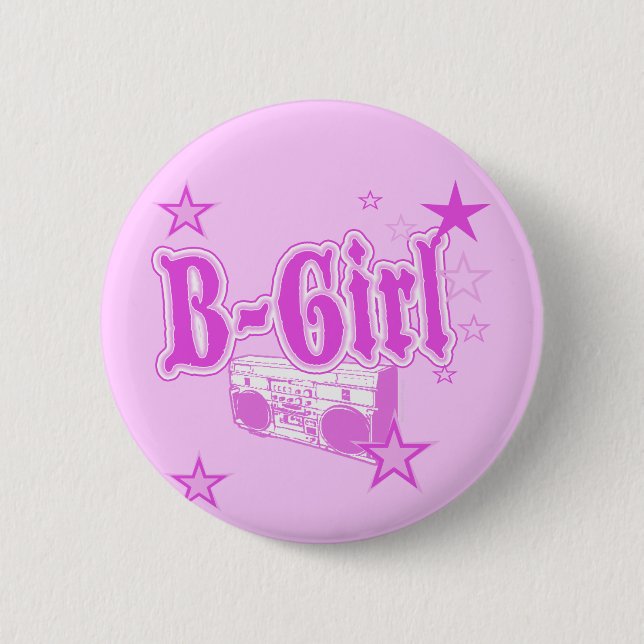 Badge Rond 5 Cm Bouton de B-Fille (Devant)
